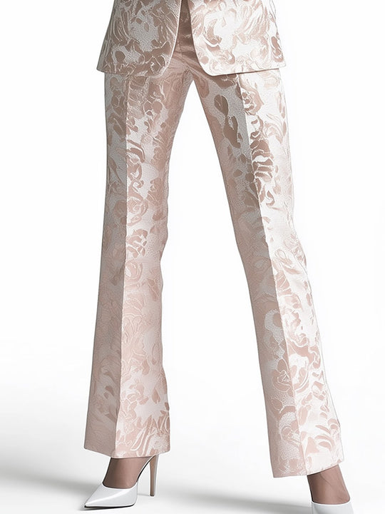 Fashionable Brocade Suit in Pink and White - Pants