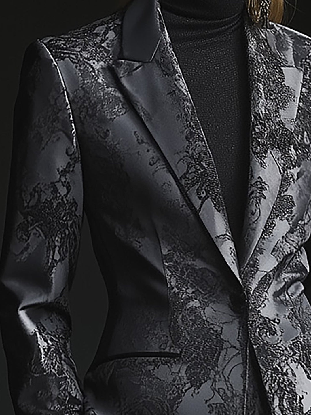 Modern Gothic Satin Damask Suit - Blazer