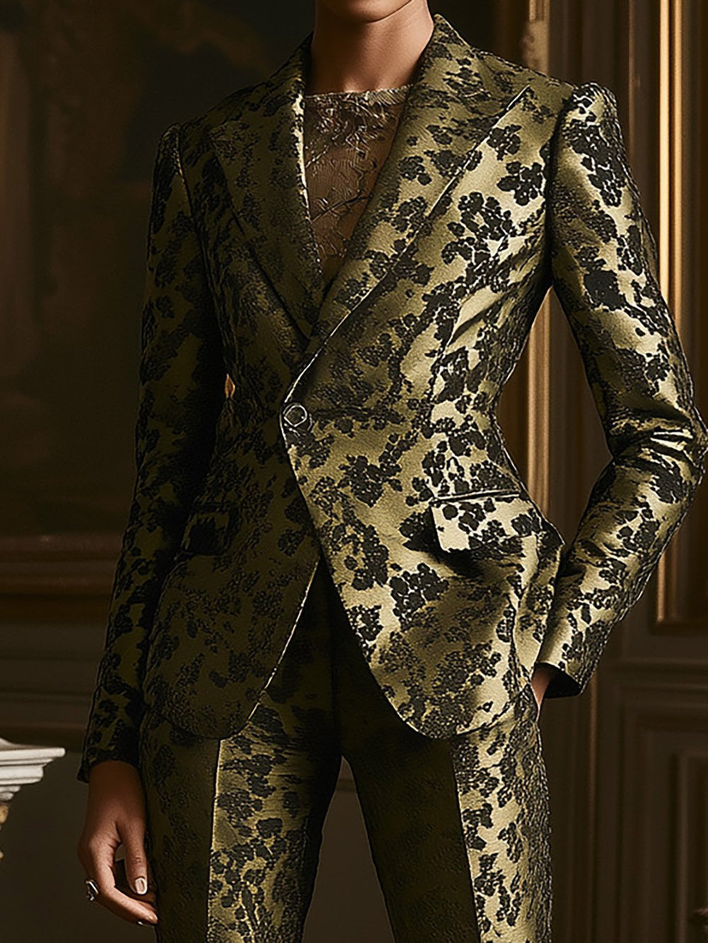 Golden Forest Elegance Suit - Blazer