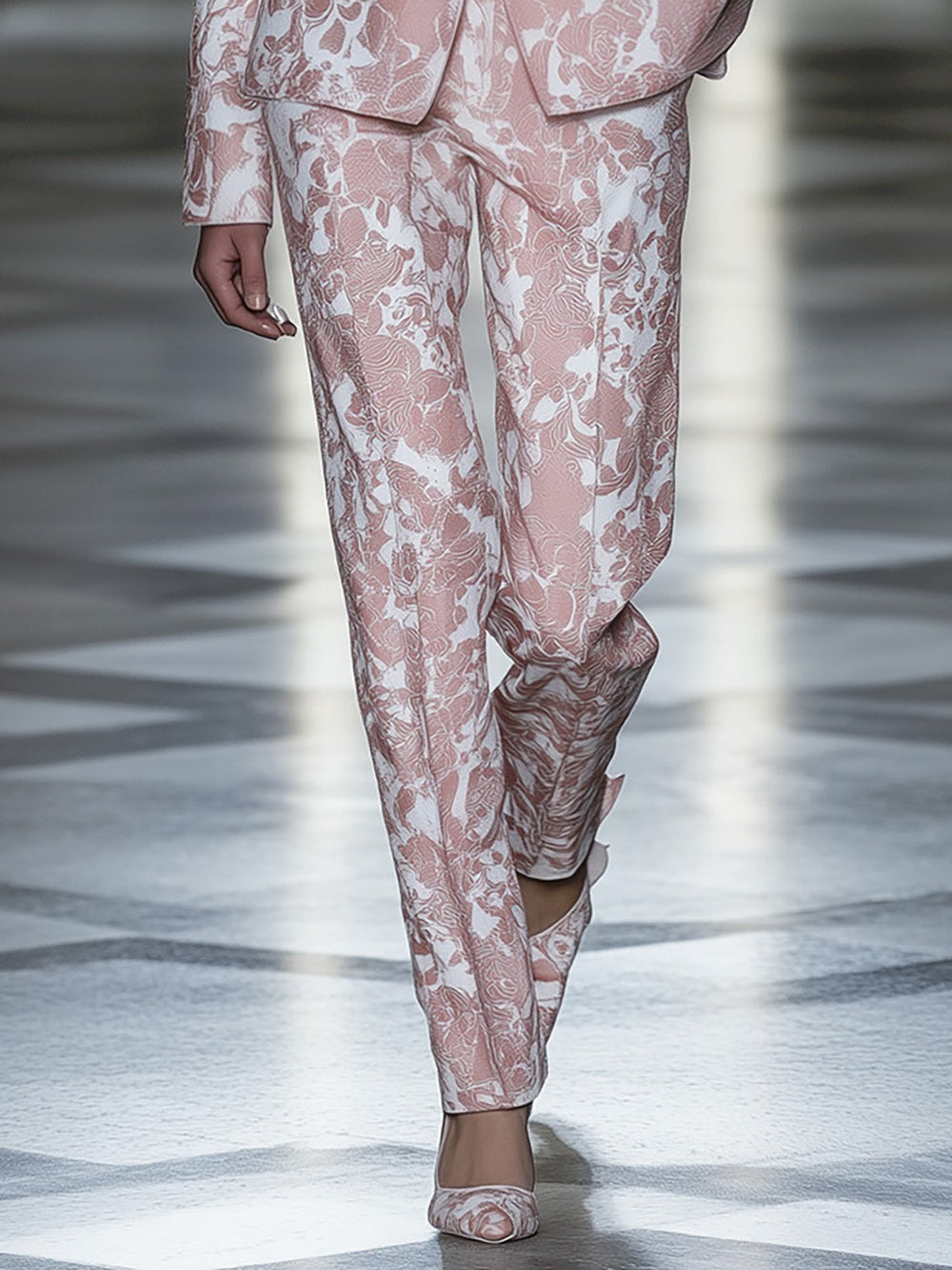 Modern Romance Pink Floral Satin Blazer and Trousers - Pants