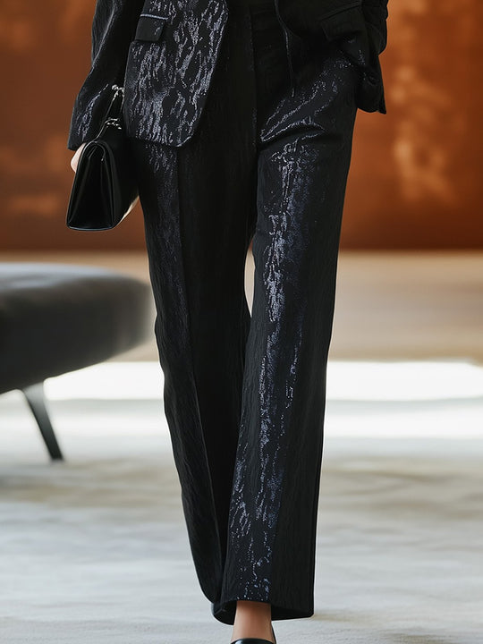 Elegant Black Satin Suit