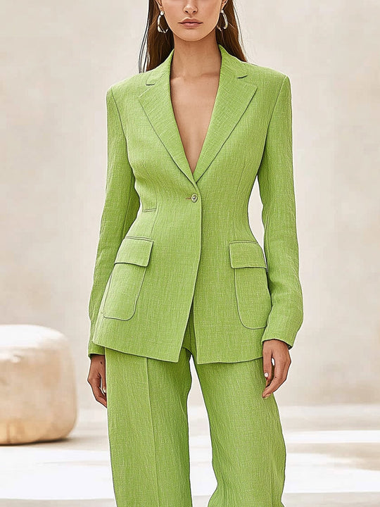 Elegant Mint Green Linen Blazer