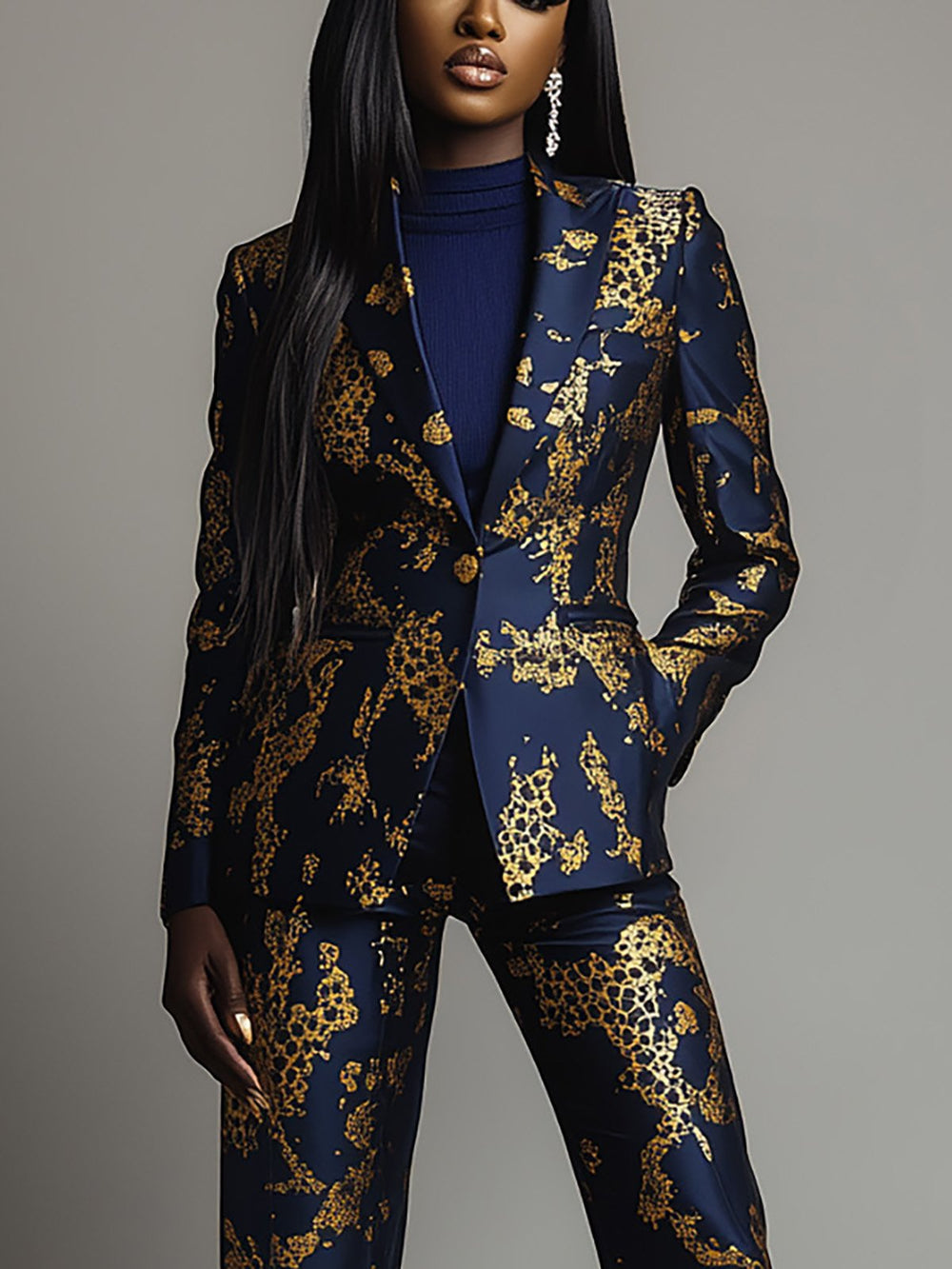 Enchanted Black and Gold Floral Suit