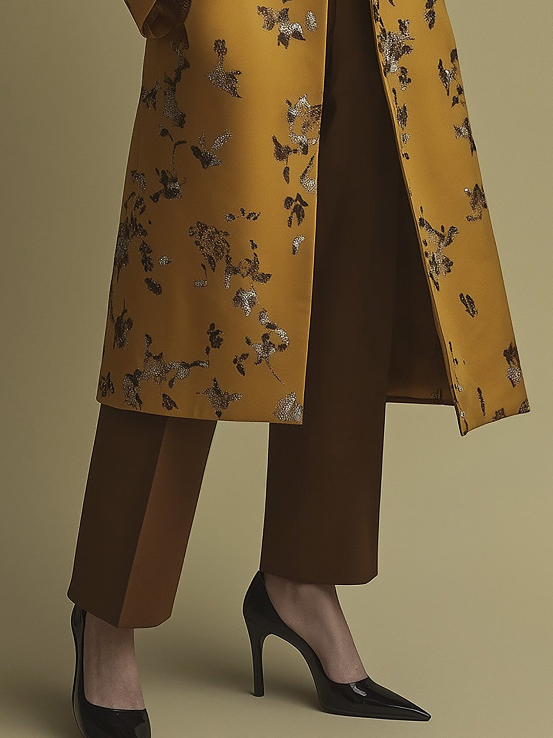 Burnished Floral Satin Coat