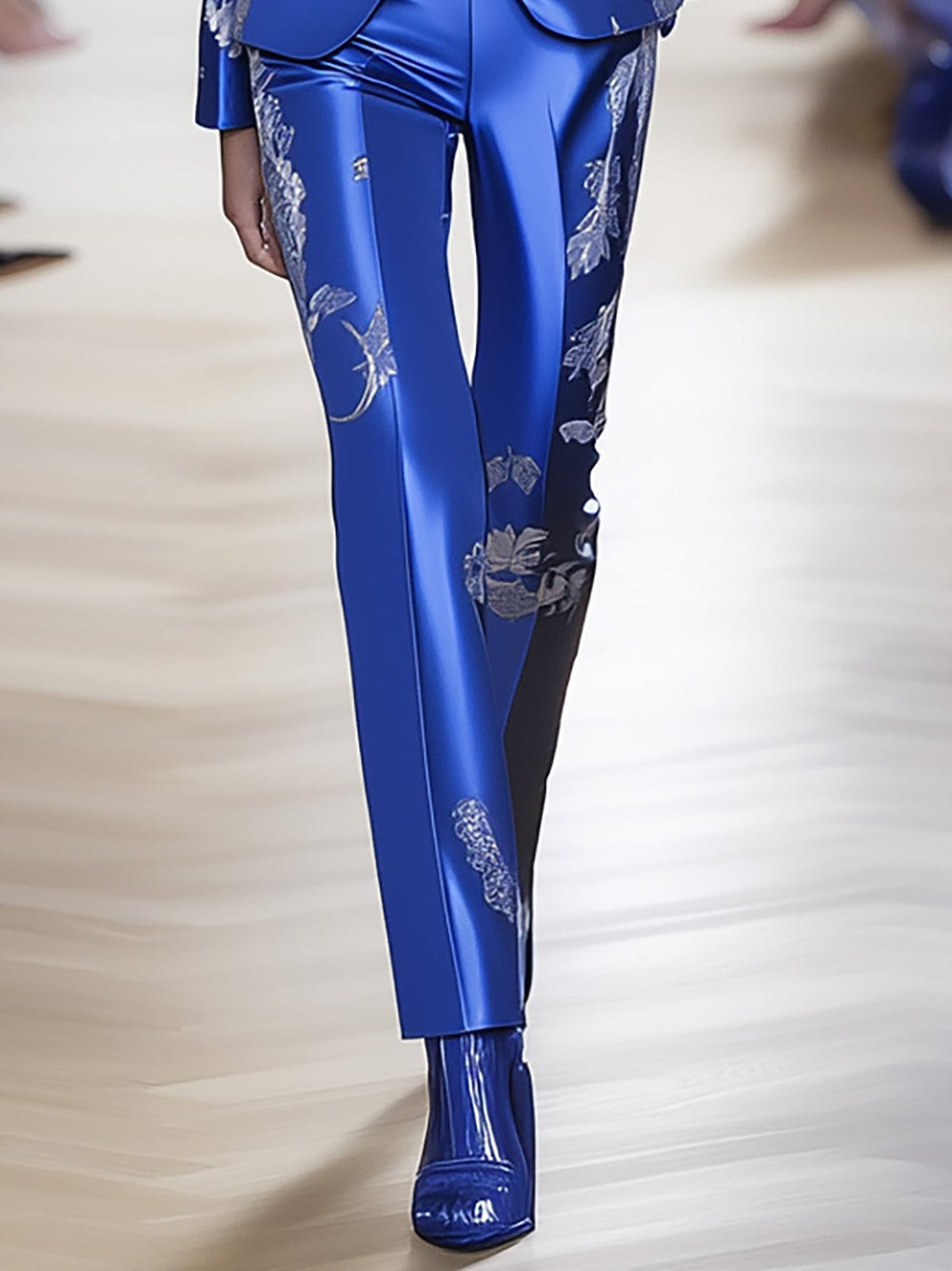 Blue Elegance Floral Ensemble - Pants