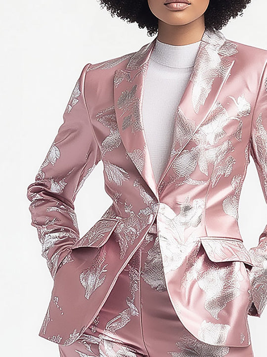 Rosy Glow Floral Suit - Blazer