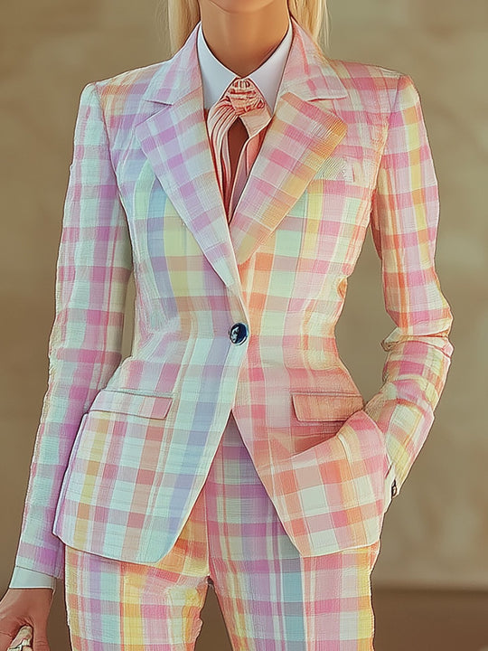 Dreamy Multicolor Plaid Blazer