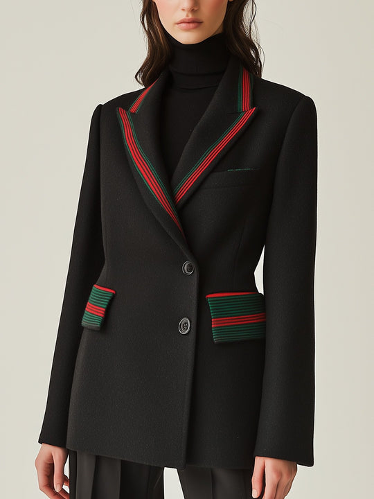 Stylish Black Blazer with Colorful Contrast Color Accents