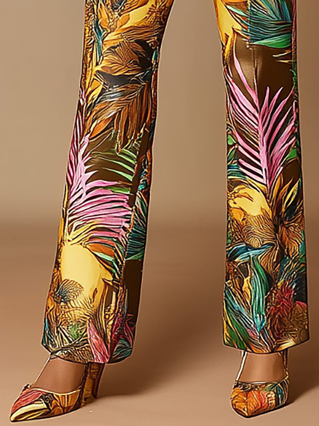 Tropical Elegance Satin Print Suit - Pants