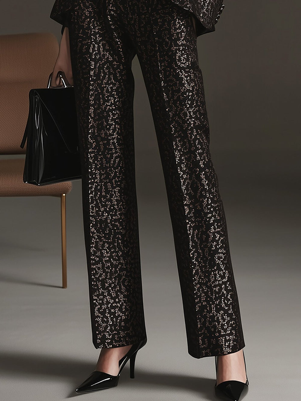 Rich Black and Gold Tailored Set - Pants