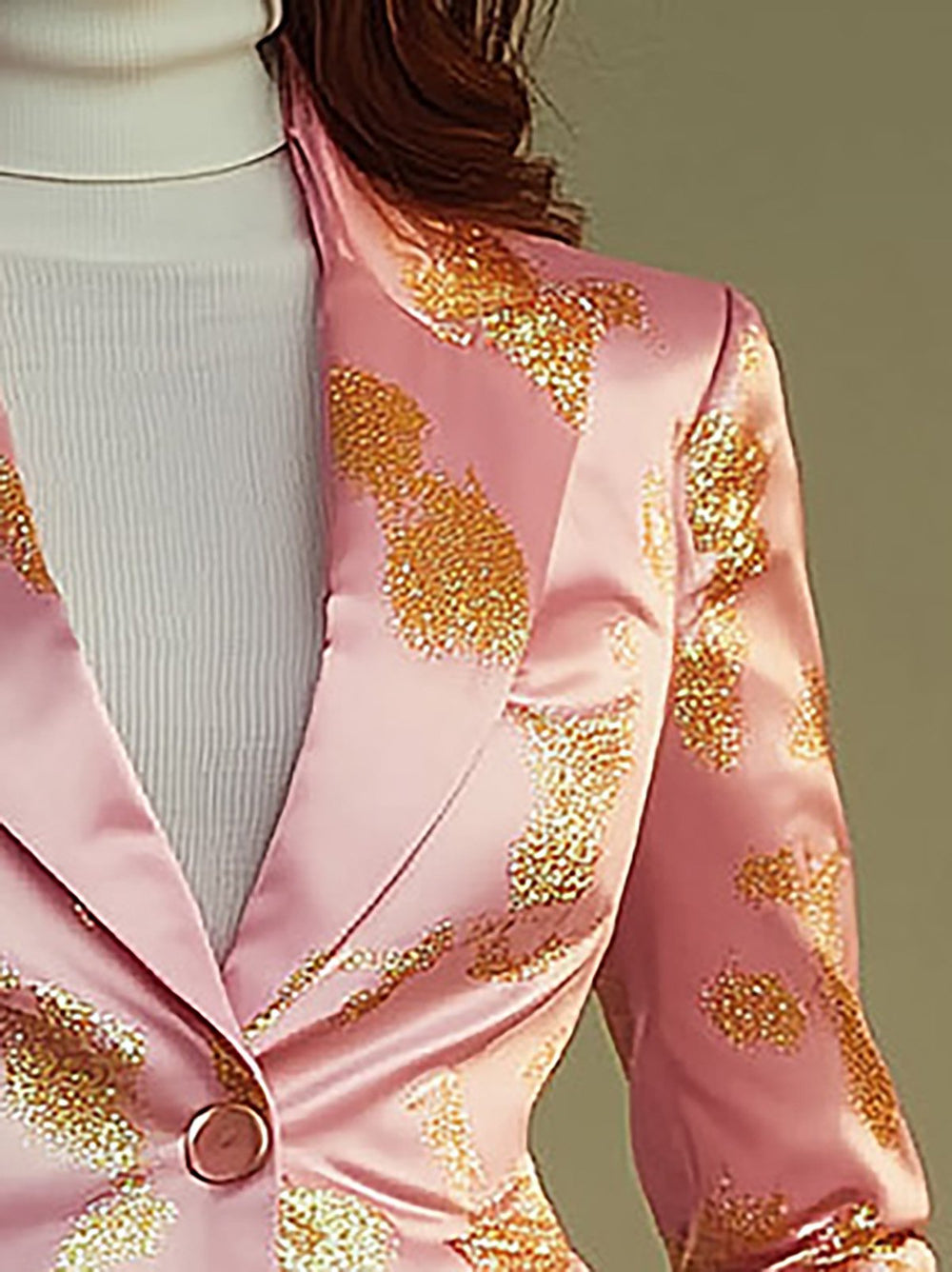 Pink Satin Blazer and Pants Set - Blazer