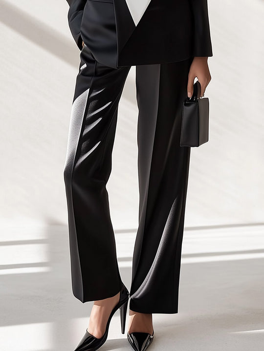 Elegant Monochrome Suit with Geometric Print - Pants