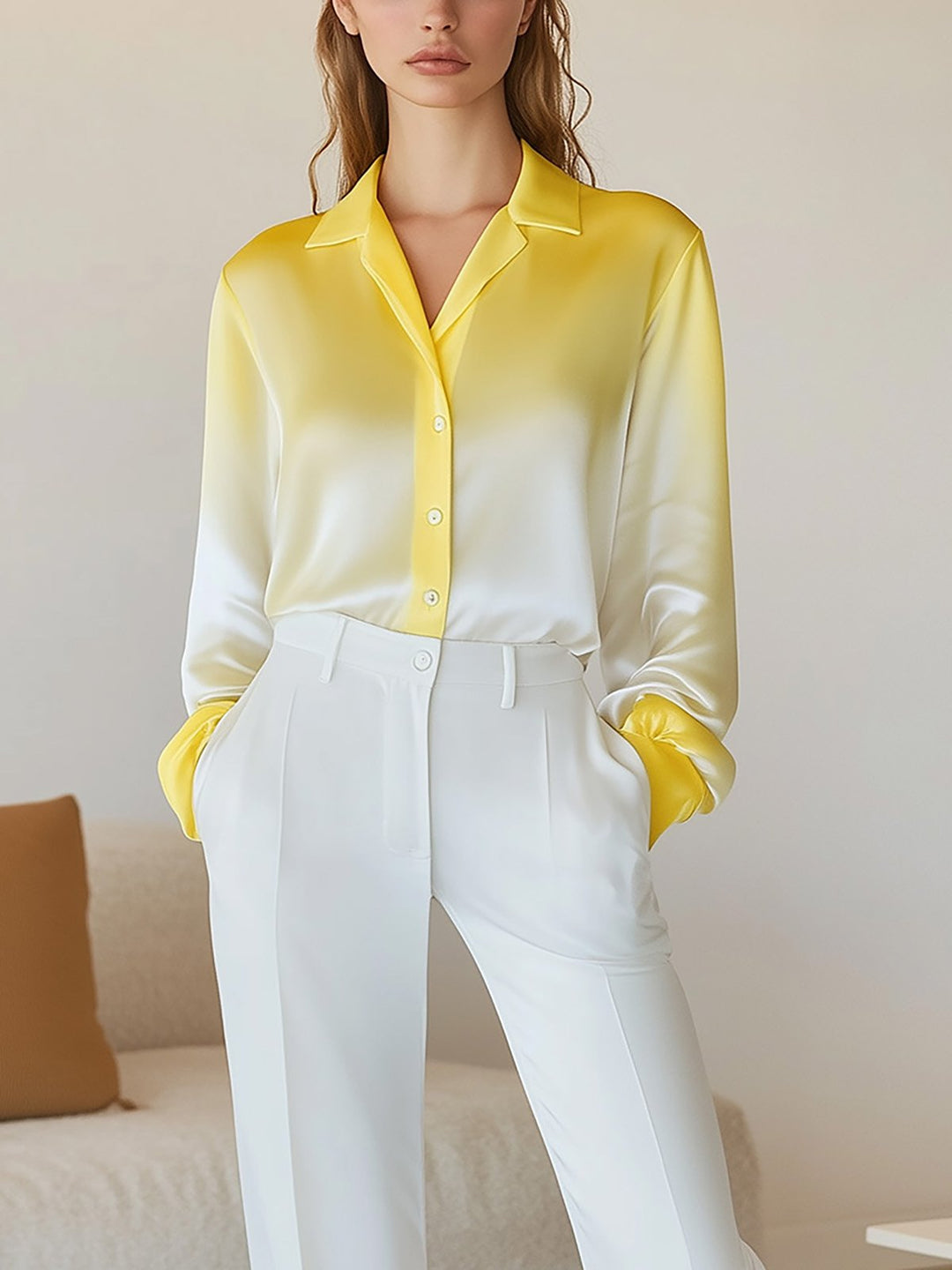 Modern Gradient Satin Shirt and Trousers Set