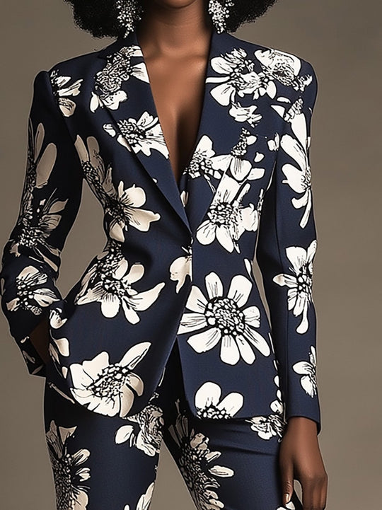 Modern Floral Suit Ensemble - Blazer