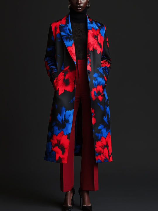 Electric Blossom Satin Overcoat