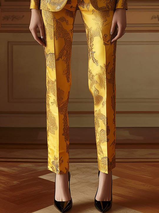 Exquisite Bloom Bold Satin Floral Print Suit - Pants