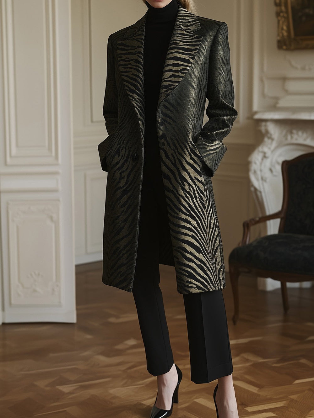 The Satin Zebra Baroque Coat