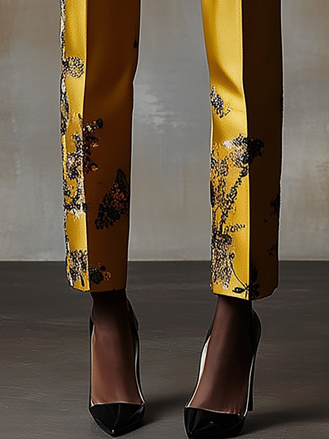 Tropical Glamour Satin Floral Suit with a Luxe Finish - Pants