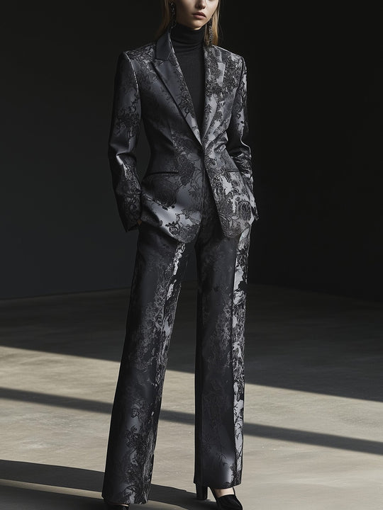 Modern Gothic Satin Damask Suit