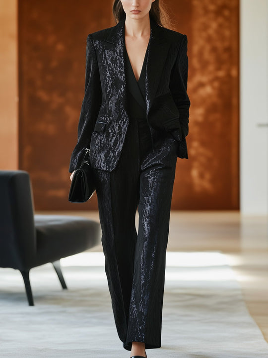 Elegant Black Satin Suit