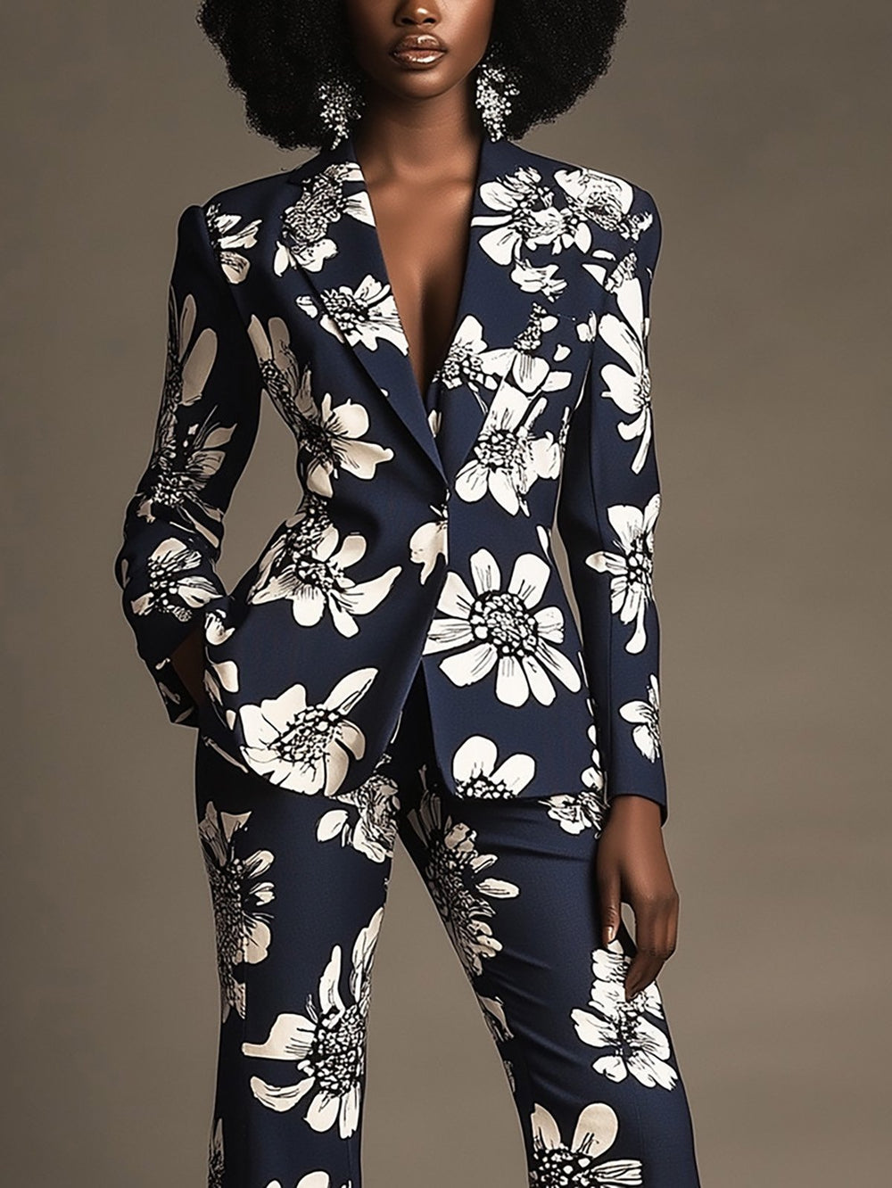 Modern Floral Suit Ensemble