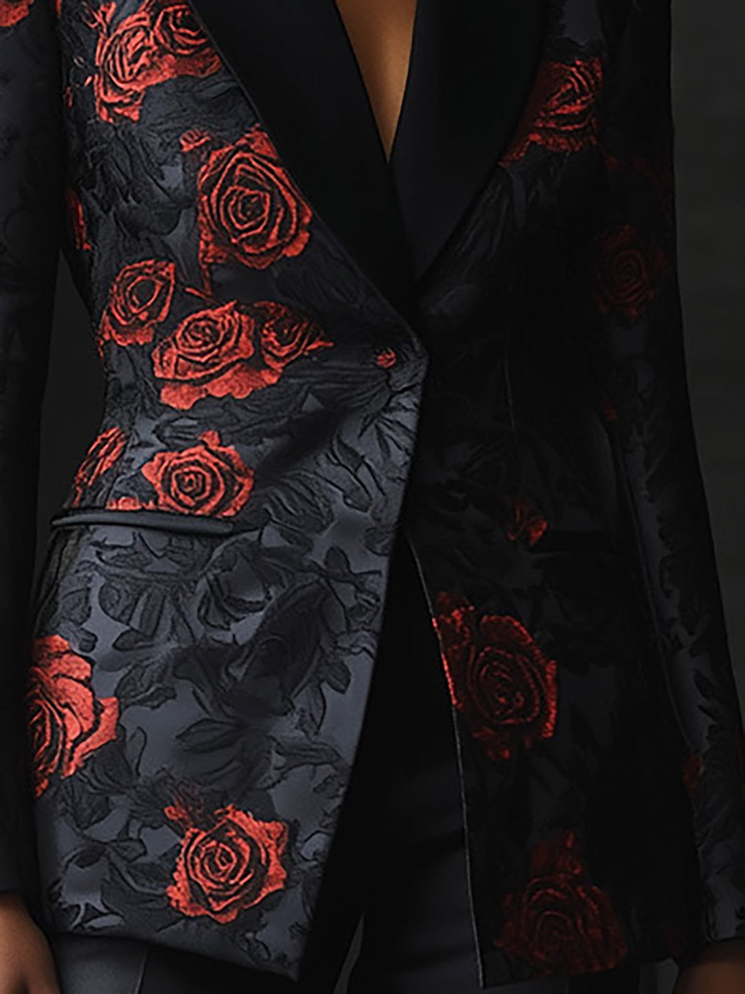 Sophisticated Floral Jacquard Ensemble - Blazer