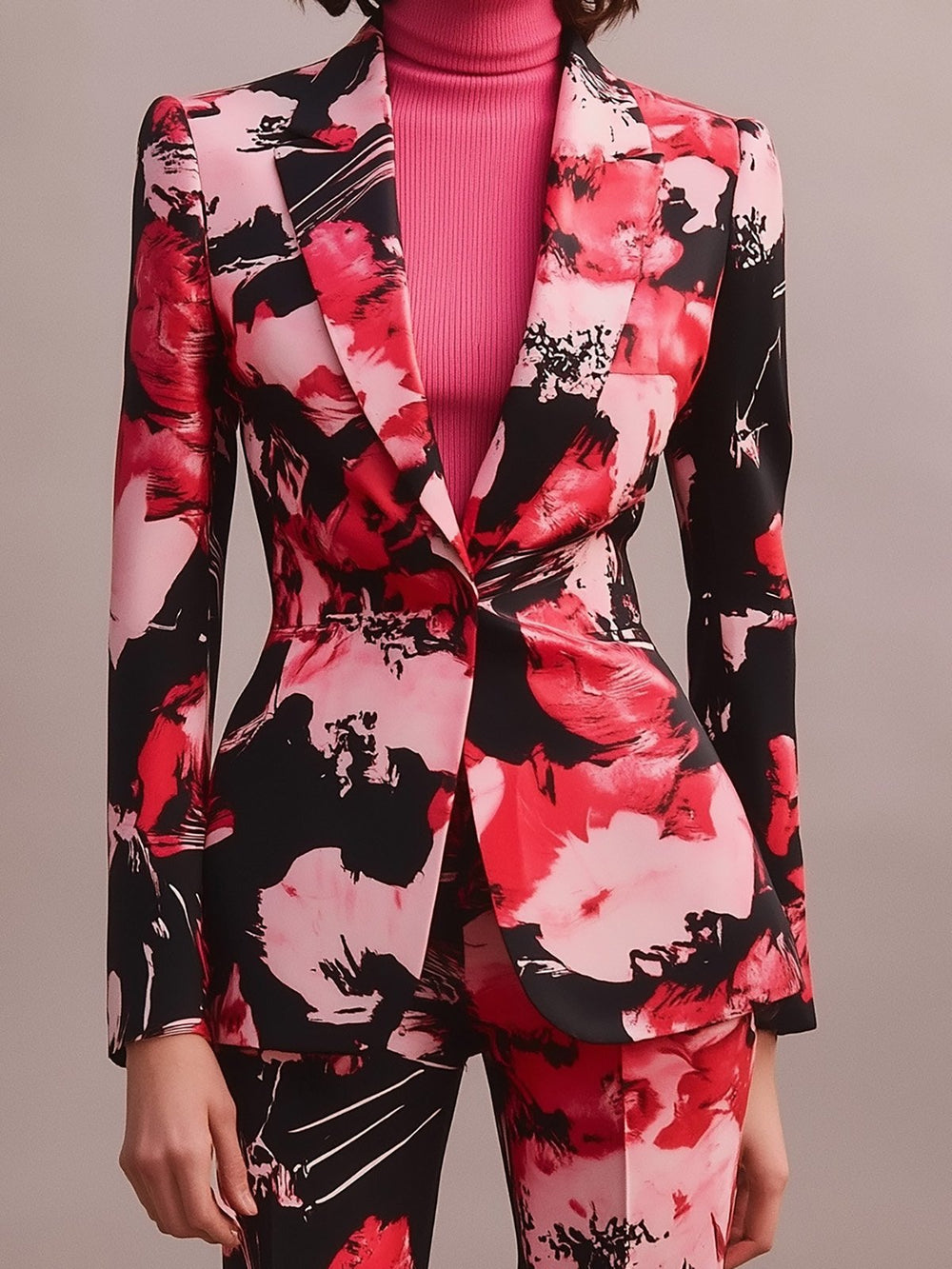 Vibrant Satin Print Blazer