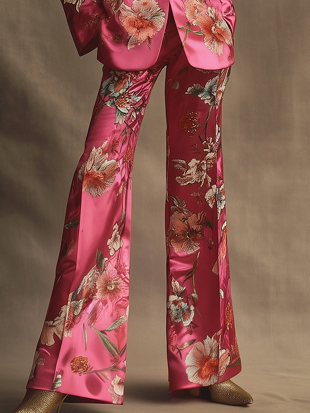 【24-hour shipping】Luxurious Floral Satin Suit