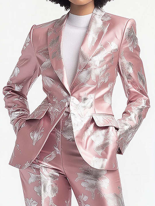 Rosy Glow Floral Suit - Blazer