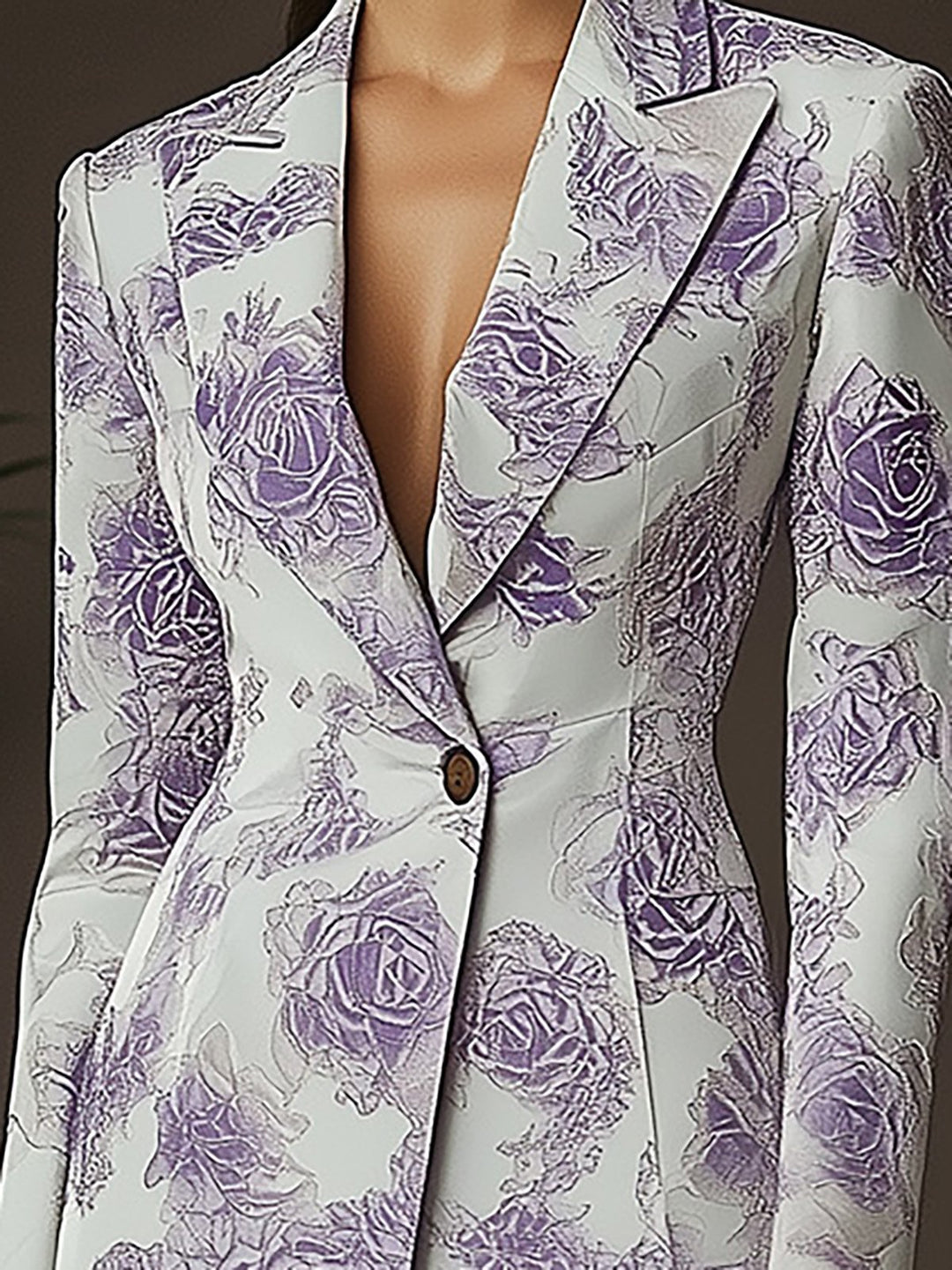 Modern Lilac Rose Print Outfit - Blazer