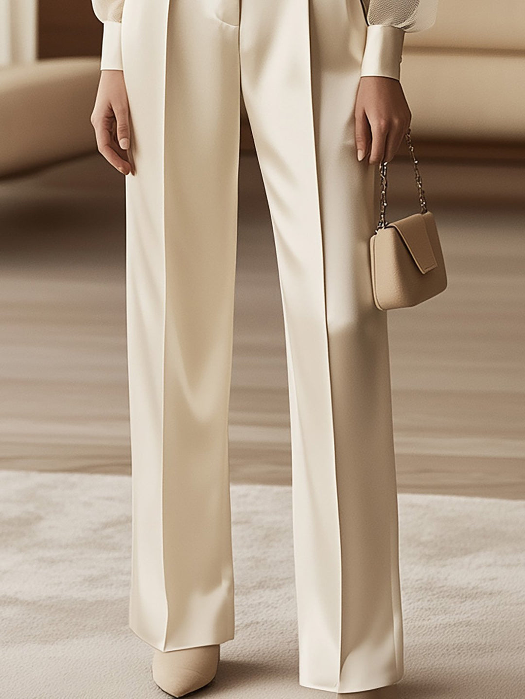 Chic Layers Modern Satin & Lace Elegance Suit - Pants