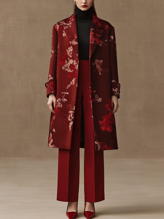 Rosewood Blossom Satin Overcoat