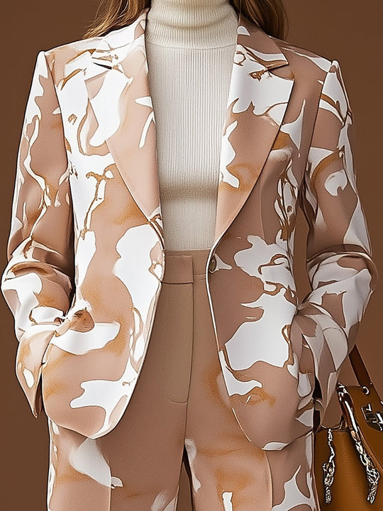 Easy-to-Style Peach and White Print Blazer