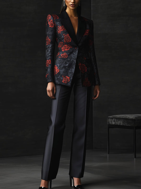 Sophisticated Floral Jacquard Ensemble