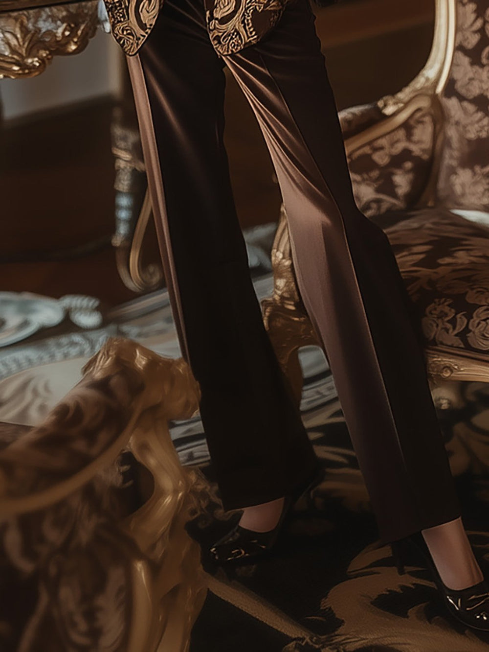 Satin Patterned Attire for Everyday Wear - Pants