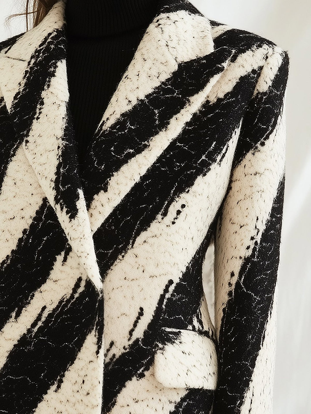 Bold Black and White Color Block Abstract Print Blazer