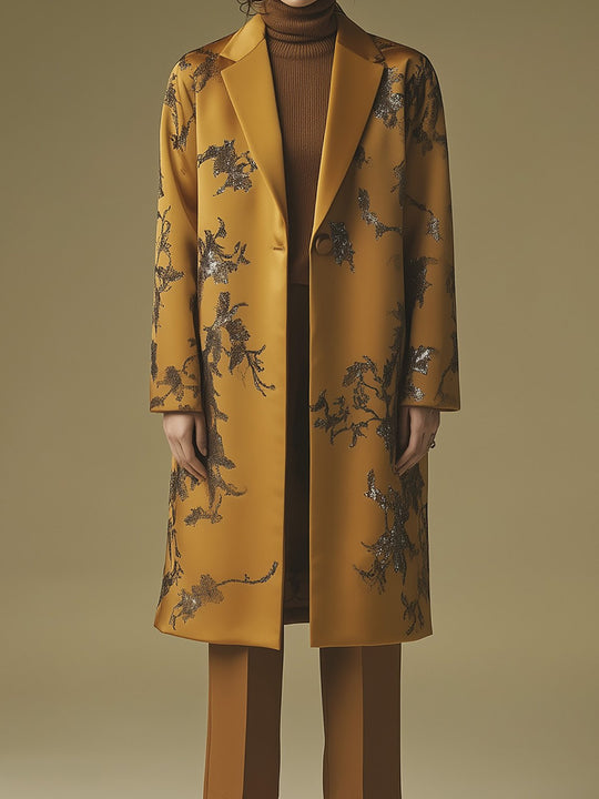 Golden Embers Floral Overcoat