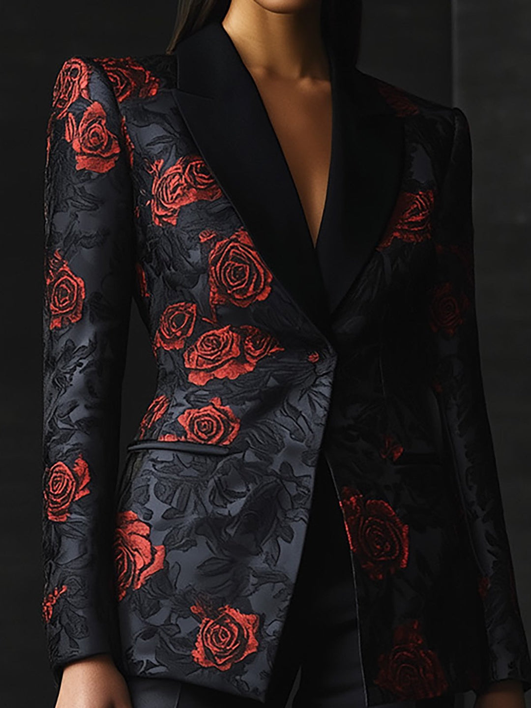 Sophisticated Floral Jacquard Ensemble - Blazer